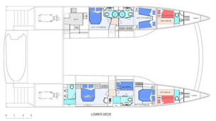 Motor catamaran blue coast 80 power - layout cabin deck