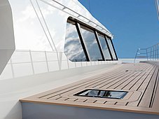 Sailing catamar explorer 64 - detail view of teak deck