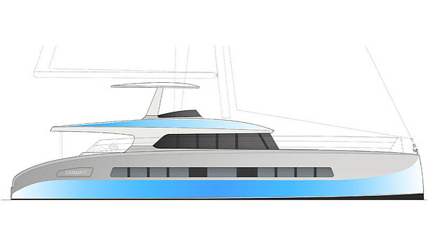 Sailing catamar explorer 64 - side view version flybridge