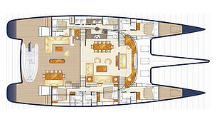 Sailing catamaran blue coast 92 - layout main deck