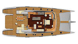 Sailing catamaran blue coast 95 - 2 - layout main deck