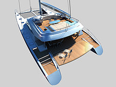 Sailing catamaran blue coast 65 - rear view exterior design