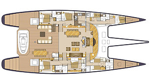 Sailing catamaran blue coast 95 - 1 - layout main deck