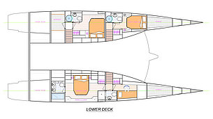 Sailing catamaran blue coast 65 - layout lower deck