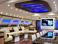 Motor trimaran blue coast 174 Galaxy - salon and lounge interior design