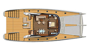 Sailing catamaran blue coast 101 - layout main deck