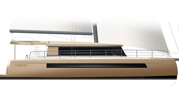 Sideview of the modern and timeless design for Catmar Range Explorer 58 sail