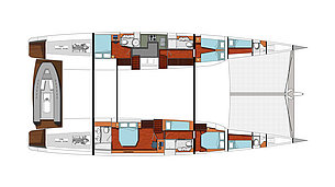 Sailing catamaran blue coast 75 - Lower deck