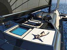 Sailing trimaran blue coast 160 - sunbath area and whirlpool on flybridge